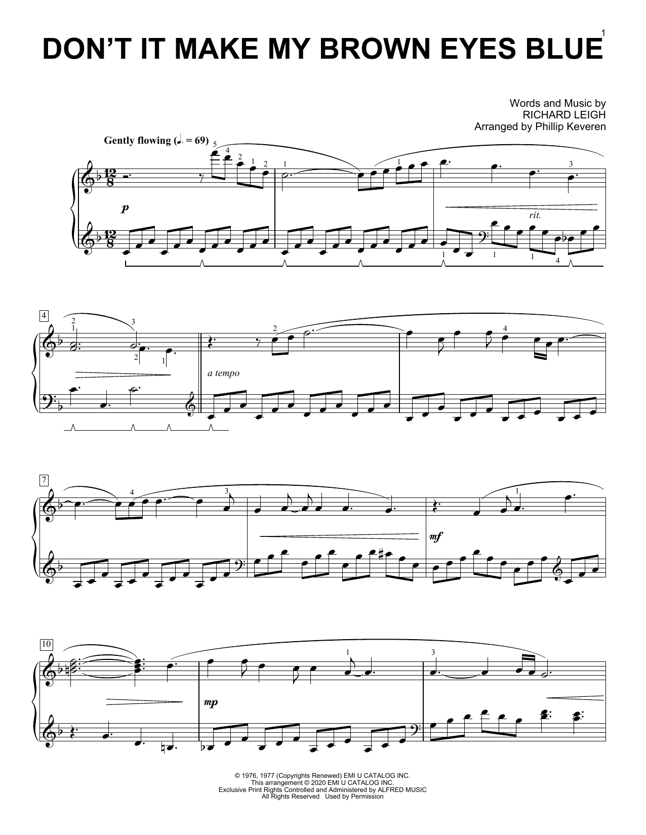 Crystal Gayle Don't It Make My Brown Eyes Blue [Classical version] (arr. Phillip Keveren) sheet music notes and chords arranged for Piano Solo