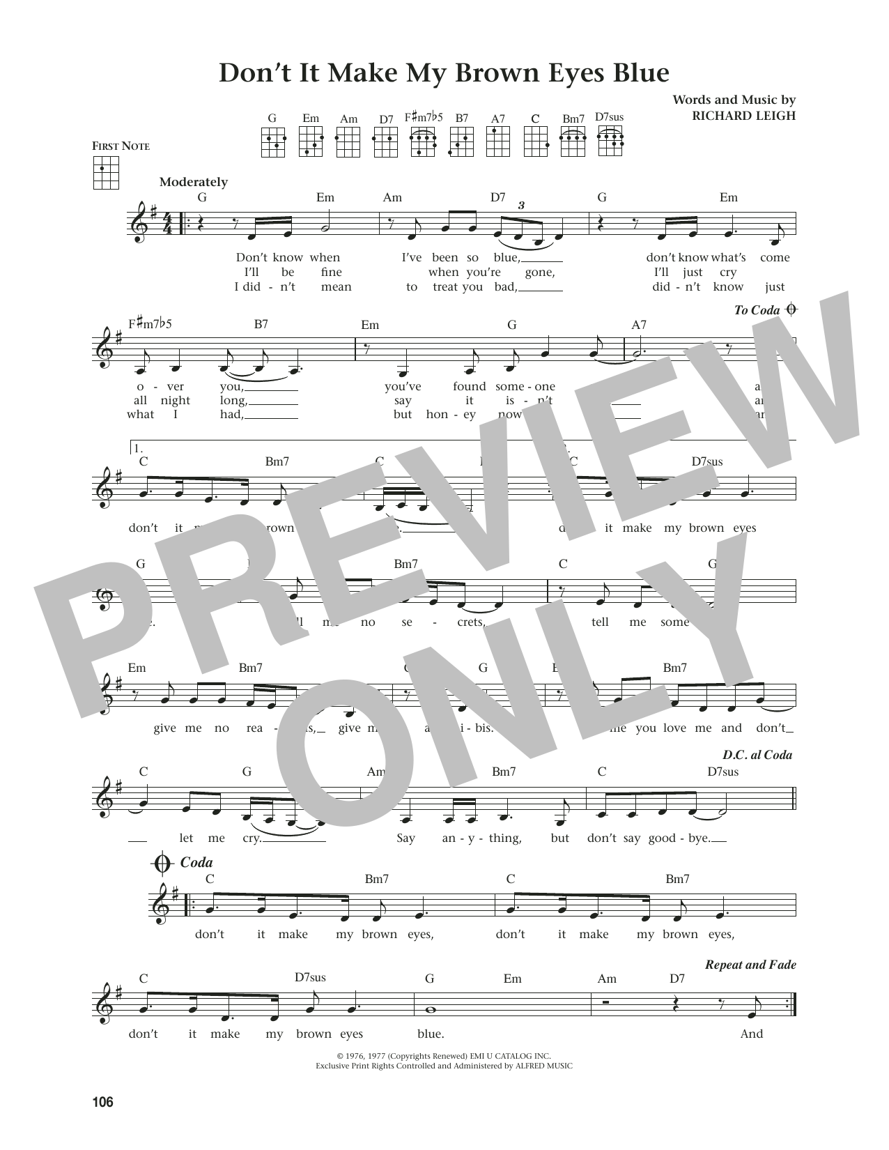 Crystal Gayle Don't It Make My Brown Eyes Blue (from The Daily Ukulele) (arr. Jim Beloff) sheet music notes and chords arranged for Ukulele