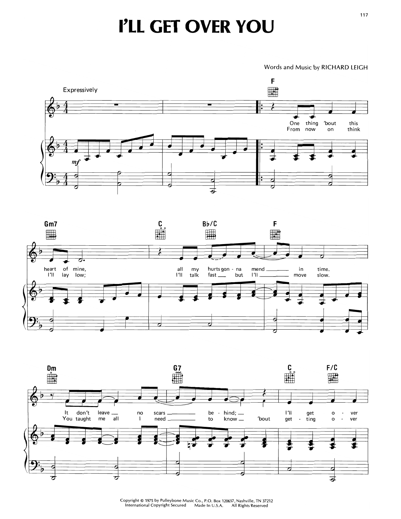 Crystal Gayle I'll Get Over You sheet music notes and chords arranged for Piano, Vocal & Guitar Chords (Right-Hand Melody)