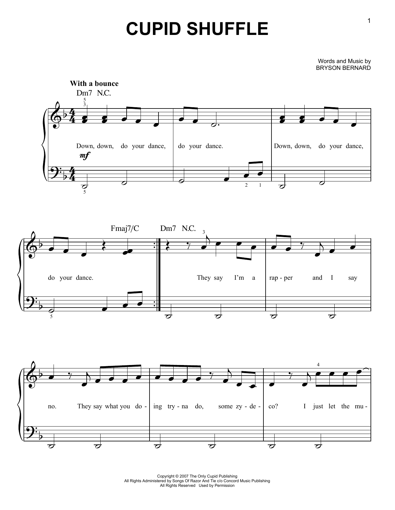 Cupid Cupid Shuffle sheet music notes and chords arranged for Easy Piano