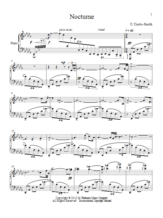 Curtis Curtis-Smith Nocturne sheet music notes and chords arranged for Piano Solo