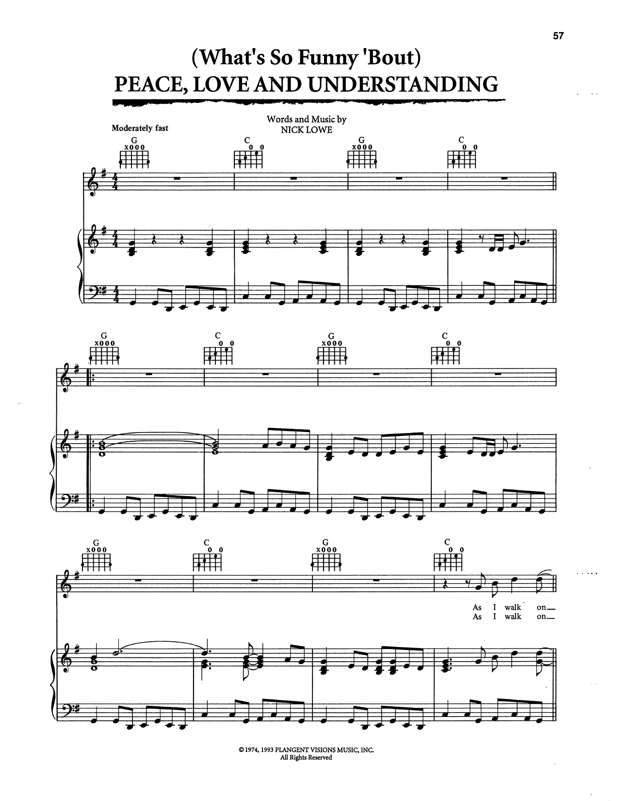 Curtis Stigers (What's So Funny 'Bout) Peace, Love And Understanding (from The Bodyguard) sheet music notes and chords arranged for Piano, Vocal & Guitar Chords (Right-Hand Melody)