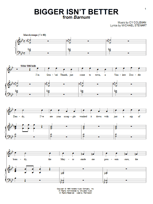 Cy Coleman Bigger Isn't Better sheet music notes and chords arranged for Piano & Vocal