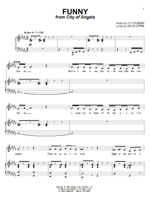 Cy Coleman Funny sheet music notes and chords arranged for Piano & Vocal