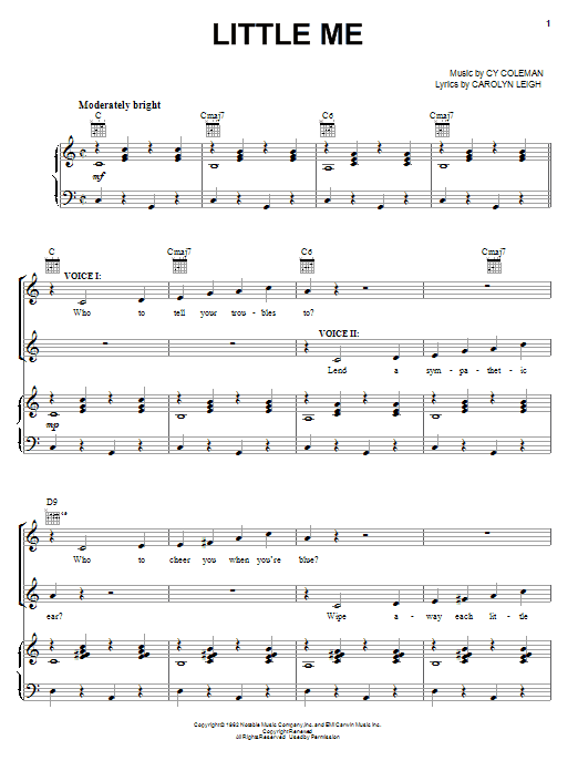 Cy Coleman Little Me sheet music notes and chords arranged for Piano, Vocal & Guitar Chords (Right-Hand Melody)
