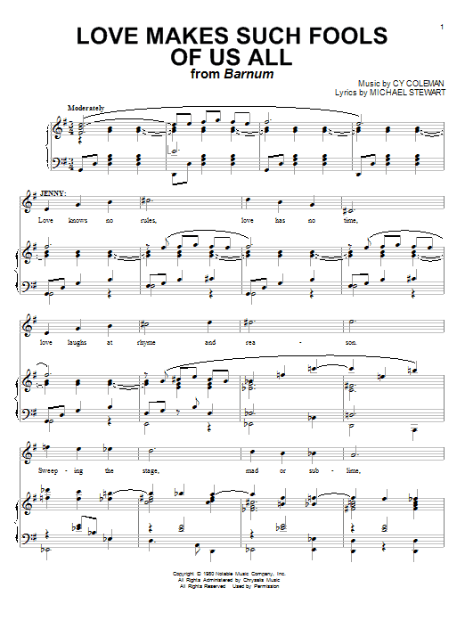 Cy Coleman Love Makes Such Fools Of Us All sheet music notes and chords arranged for Piano & Vocal