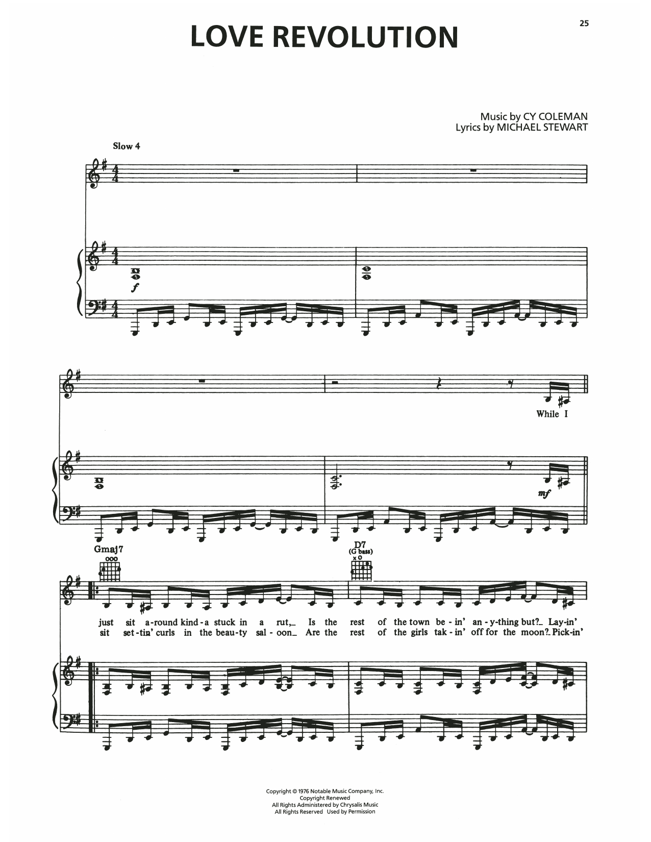 Cy Coleman Love Revolution (from I Love My Wife) sheet music notes and chords arranged for Piano, Vocal & Guitar Chords (Right-Hand Melody)