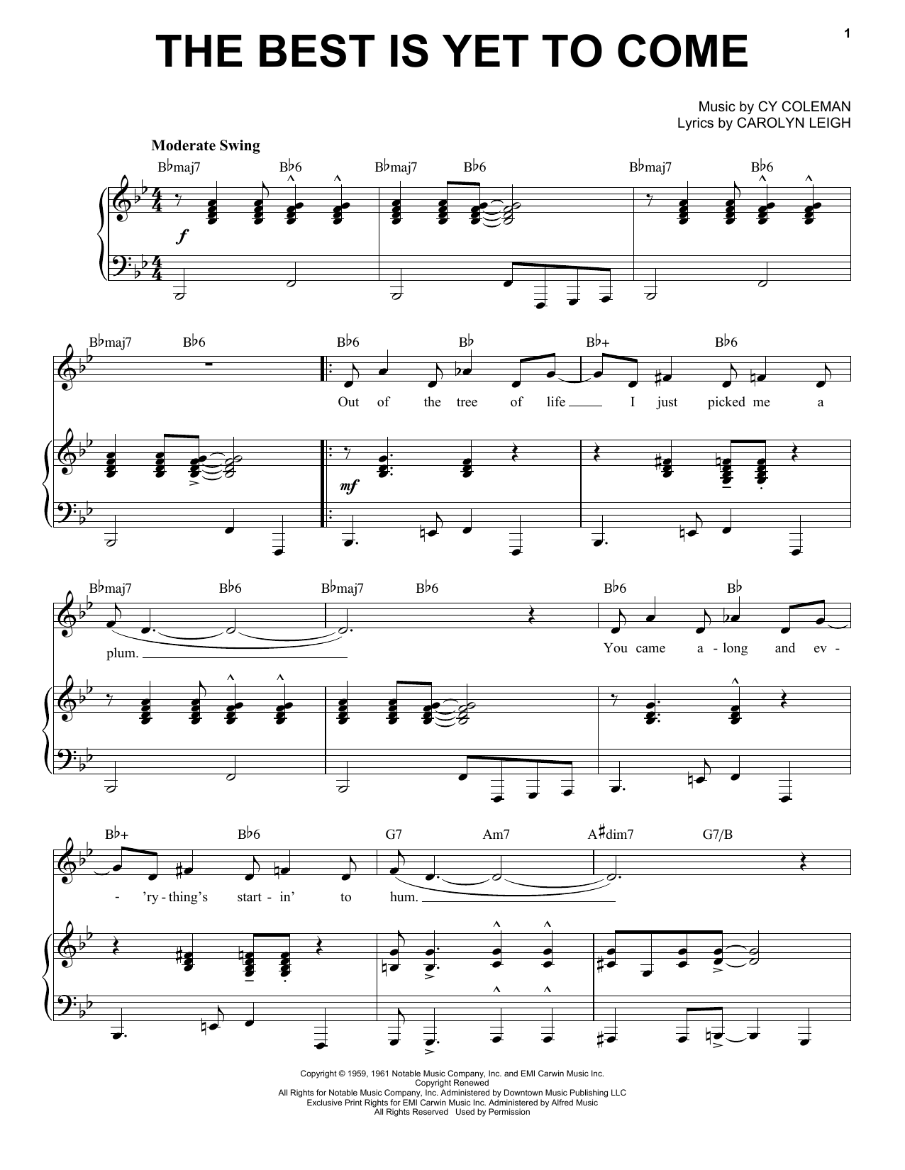 Cy Coleman The Best Is Yet To Come [Jazz version] (arr. Brent Edstrom) sheet music notes and chords arranged for Piano & Vocal