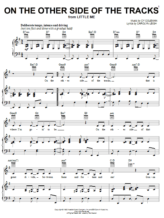 Cy Coleman The Other Side Of The Tracks sheet music notes and chords arranged for Piano, Vocal & Guitar Chords (Right-Hand Melody)