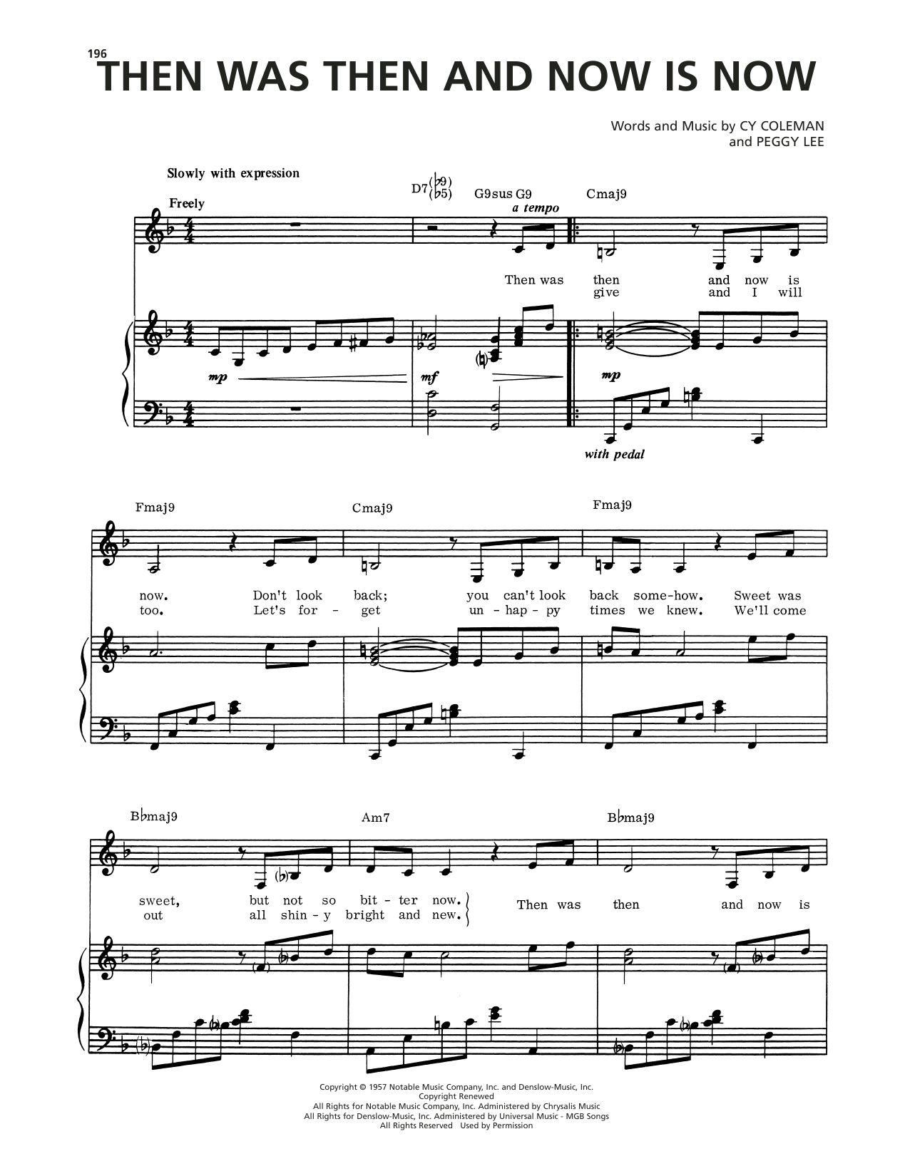 Cy Coleman Then Was Then And Now Is Now (from Seesaw) sheet music notes and chords arranged for Piano, Vocal & Guitar Chords (Right-Hand Melody)