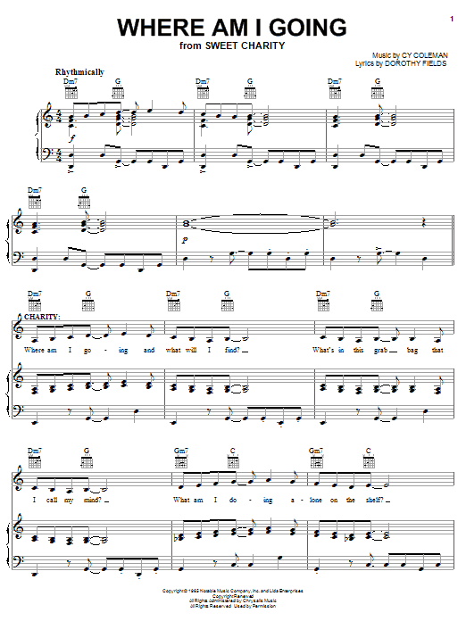 Cy Coleman Where Am I Going sheet music notes and chords arranged for Piano, Vocal & Guitar Chords (Right-Hand Melody)