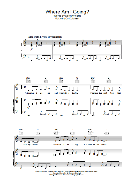 Cy Coleman Where Am I Going? sheet music notes and chords arranged for Piano, Vocal & Guitar Chords