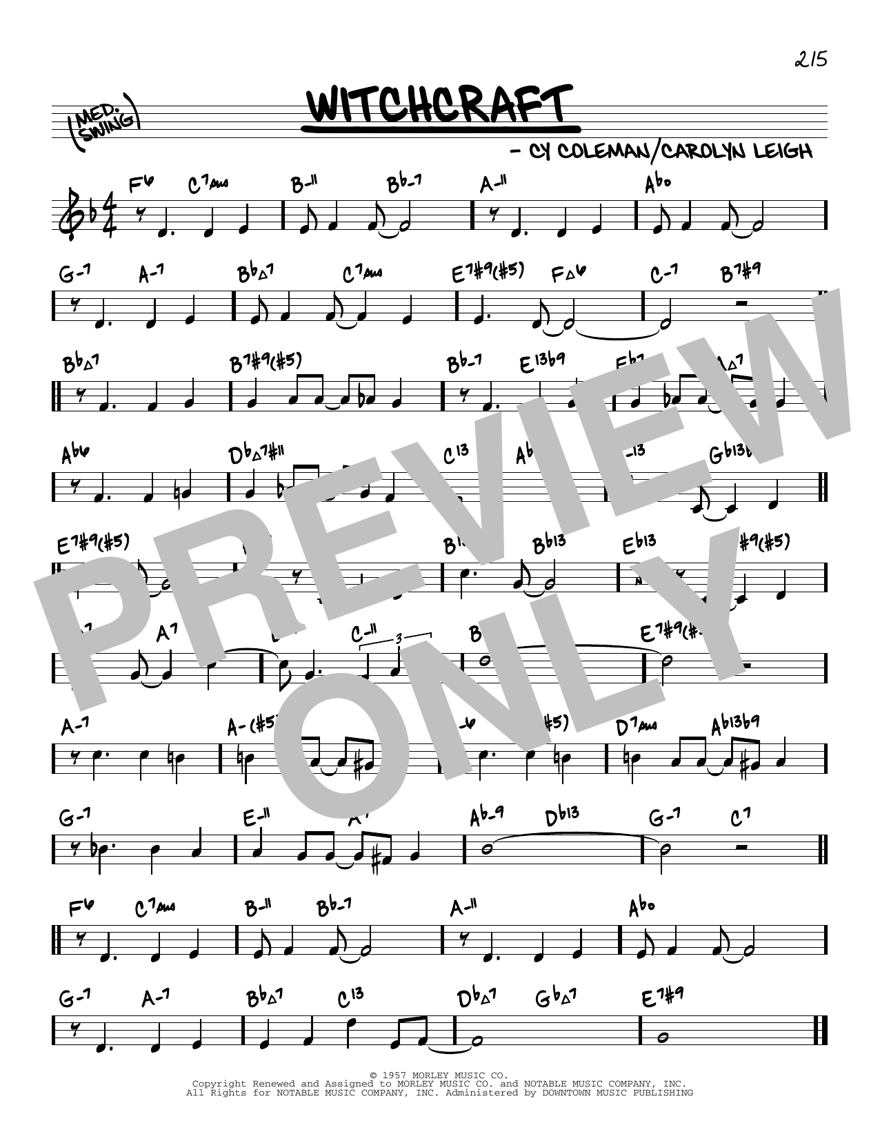 Cy Coleman Witchcraft (arr. David Hazeltine) sheet music notes and chords arranged for Real Book – Enhanced Chords