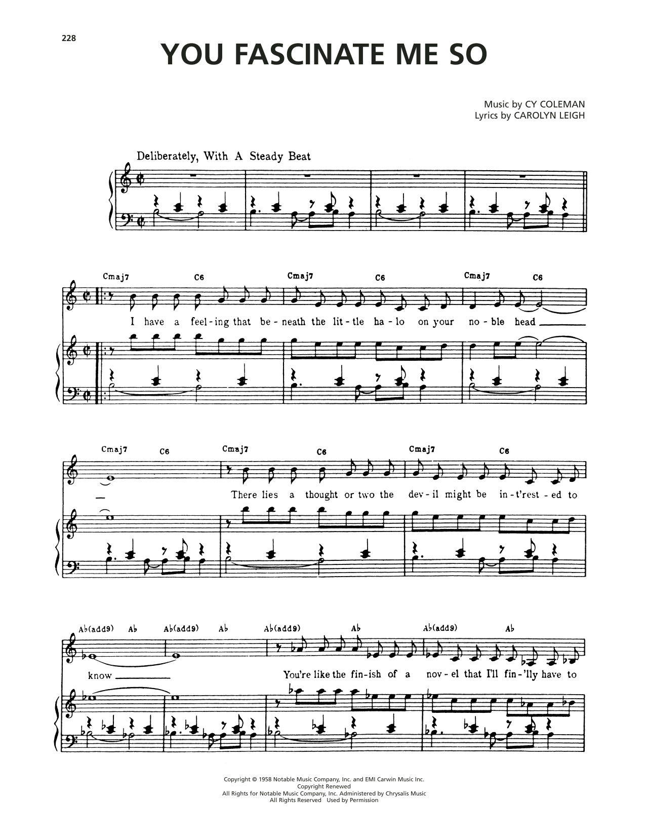 Cy Coleman You Fascinate Me So (from Wildcat) sheet music notes and chords arranged for Piano, Vocal & Guitar Chords (Right-Hand Melody)