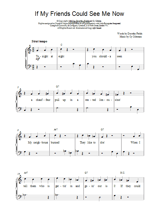Cy Coleman If My Friends Could See Me Now sheet music notes and chords. Download Printable PDF.