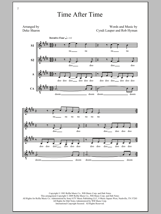 Cyndi Lauper Time After Time (arr. Deke Sharon) sheet music notes and chords arranged for SSA Choir