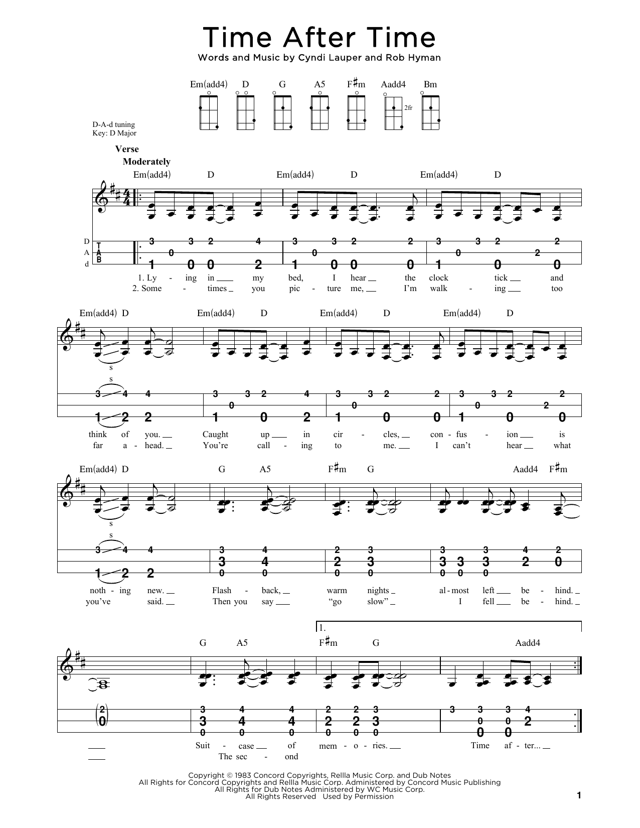 Cyndi Lauper Time After Time (arr. Steven B. Eulberg) sheet music notes and chords arranged for Dulcimer