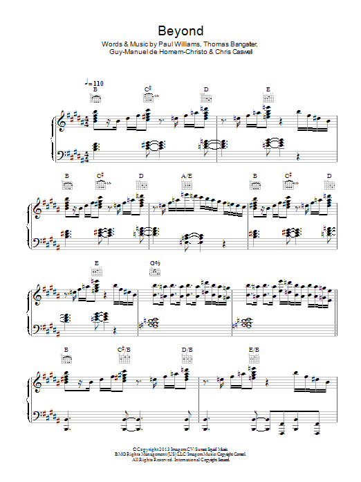 Daft Punk Beyond sheet music notes and chords arranged for Piano, Vocal & Guitar Chords