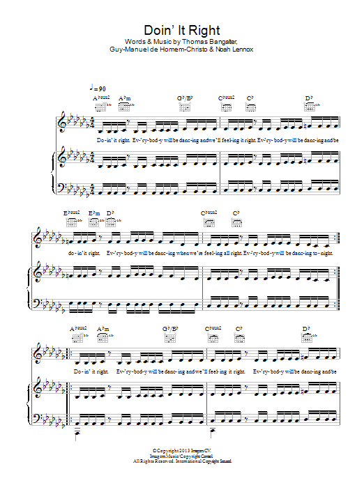 Daft Punk Doin' It Right sheet music notes and chords arranged for Piano, Vocal & Guitar Chords