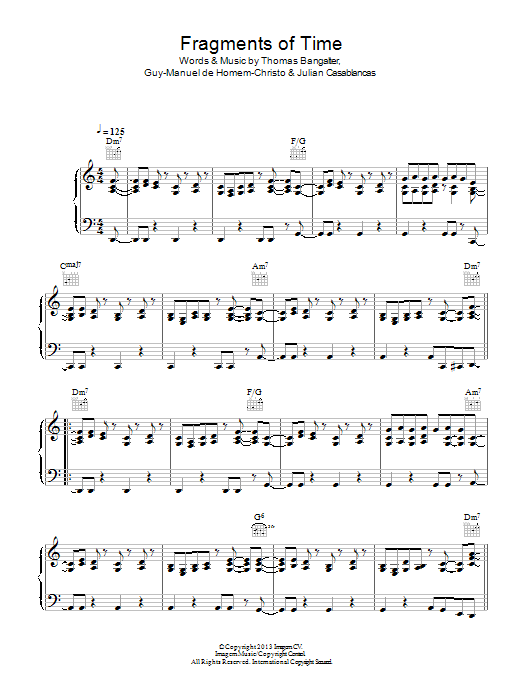 Daft Punk Fragments Of Time sheet music notes and chords arranged for Piano, Vocal & Guitar Chords
