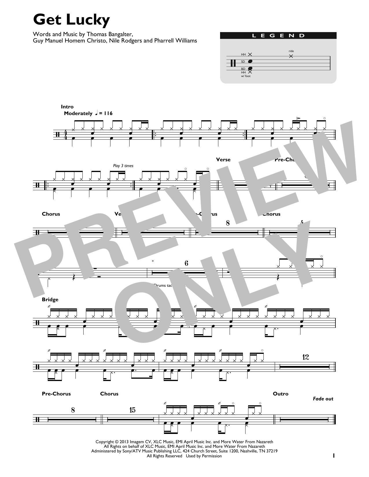Daft Punk Get Lucky (feat. Pharrell Williams) sheet music notes and chords arranged for Ukulele