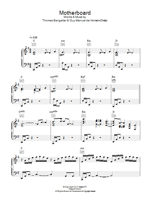 Daft Punk Motherboard sheet music notes and chords arranged for Piano, Vocal & Guitar Chords