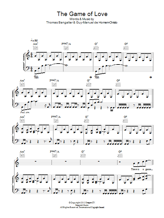 Daft Punk The Game Of Love sheet music notes and chords arranged for Piano, Vocal & Guitar Chords