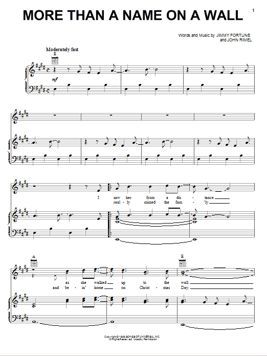 Dailey & Vincent More Than A Name On A Wall sheet music notes and chords arranged for Piano, Vocal & Guitar Chords (Right-Hand Melody)