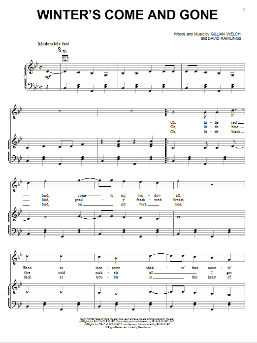 Dailey & Vincent Winter's Come And Gone sheet music notes and chords arranged for Piano, Vocal & Guitar Chords (Right-Hand Melody)