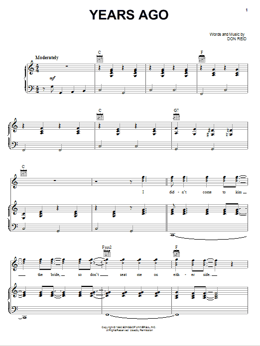 Dailey & Vincent Years Ago sheet music notes and chords arranged for Piano, Vocal & Guitar Chords (Right-Hand Melody)