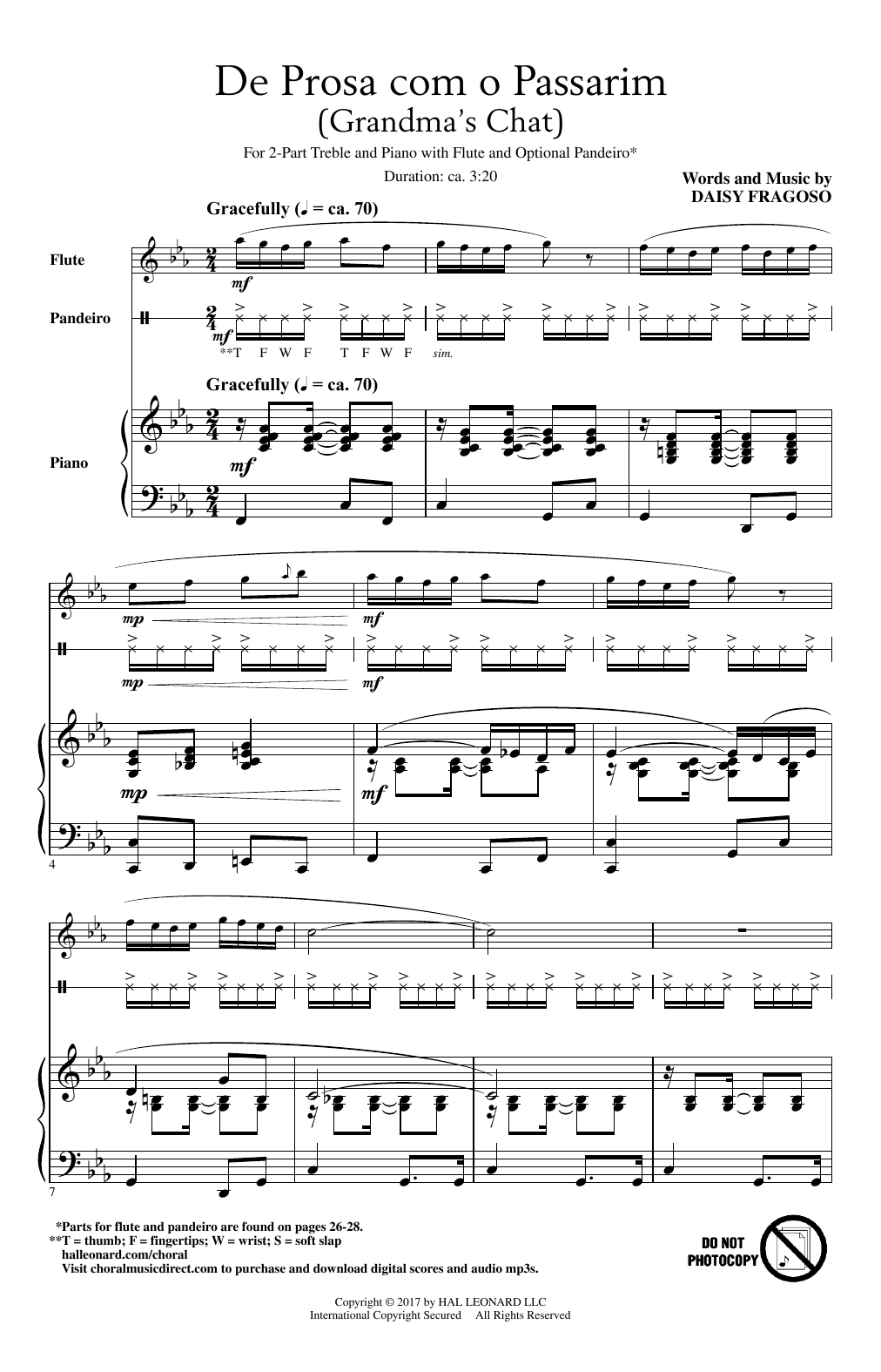 Daisy Fragoso De Prosa Com O Passarim sheet music notes and chords arranged for 2-Part Choir