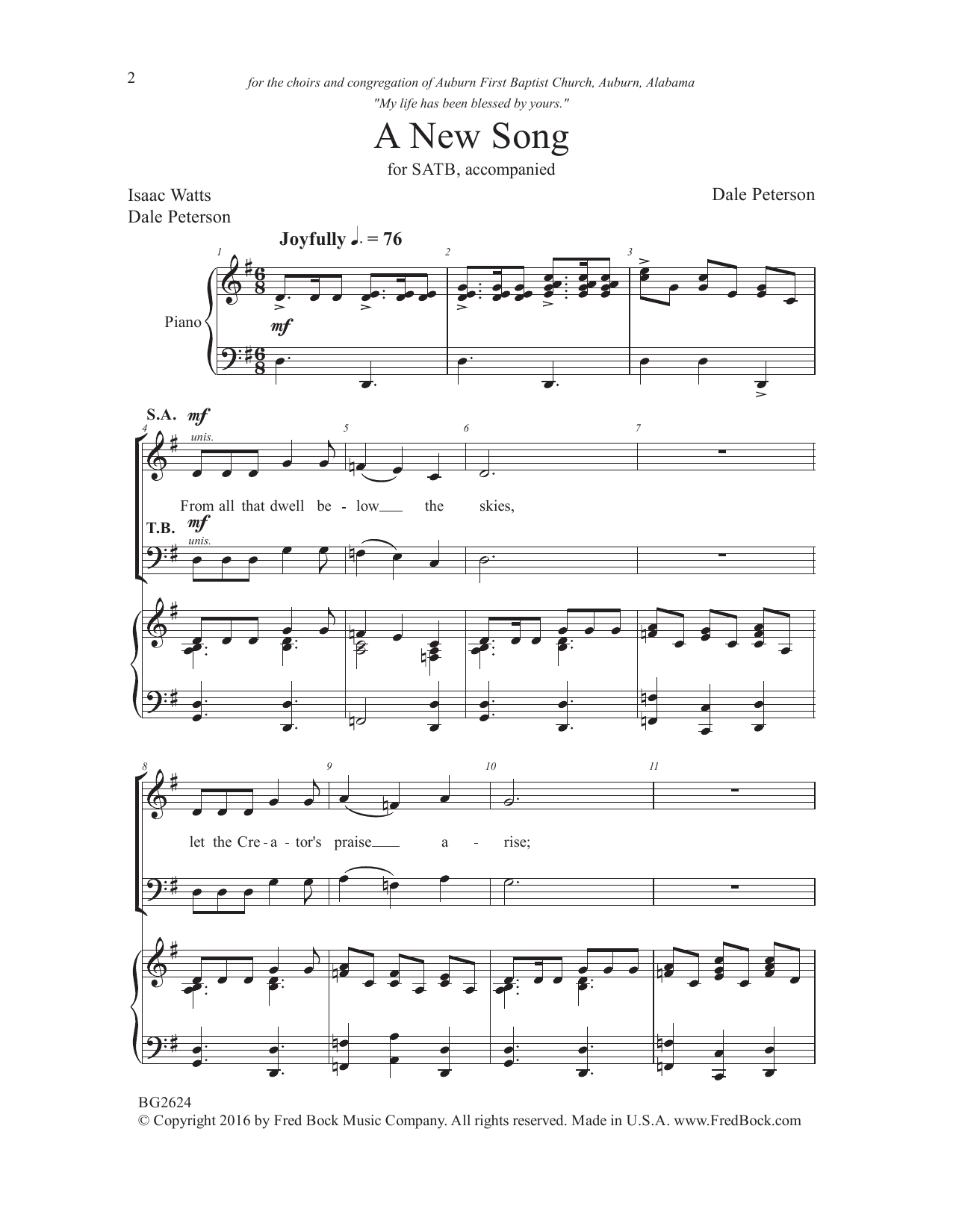 Dale Peterson A New Song sheet music notes and chords arranged for SATB Choir
