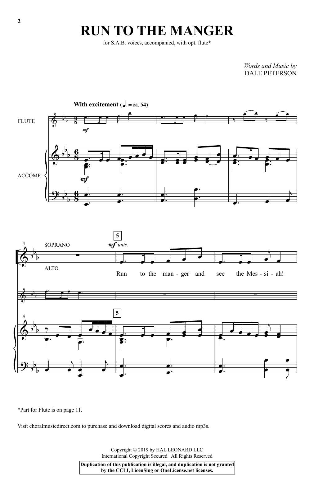 Dale Peterson Run To The Manger sheet music notes and chords arranged for SAB Choir