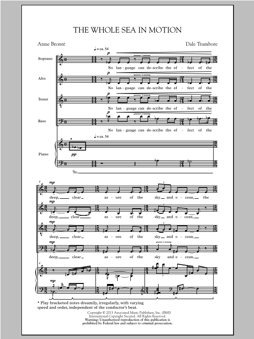 Dale Trumbore The Whole Sea In Motion sheet music notes and chords arranged for SATB Choir