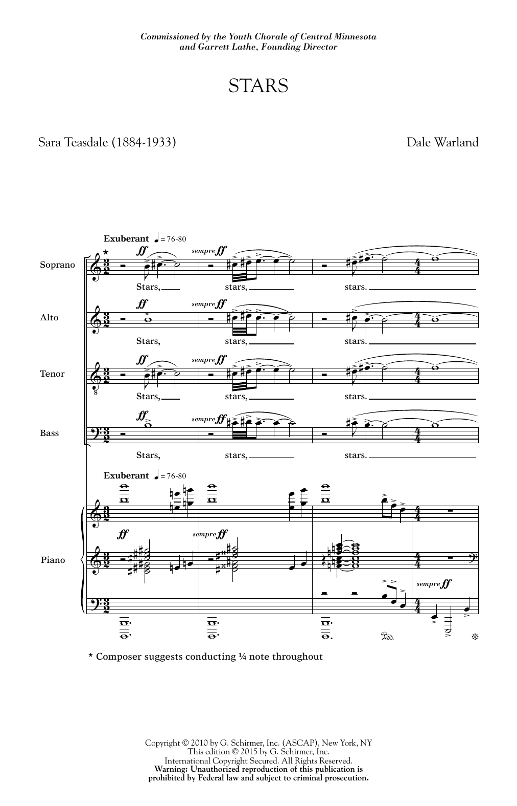 Dale Warland Stars sheet music notes and chords arranged for SATB Choir
