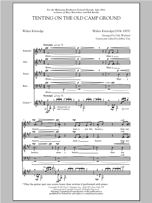 Dale Warland Tenting On The Old Camp Ground sheet music notes and chords arranged for SATB Choir