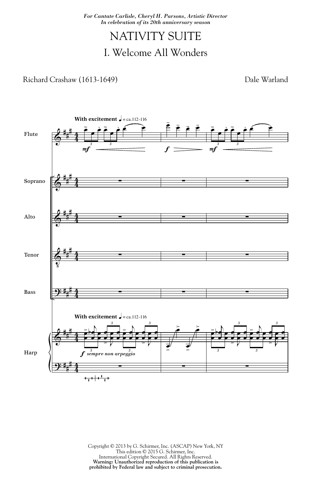 Dale Warland Welcome All Wonders sheet music notes and chords arranged for SATB Choir
