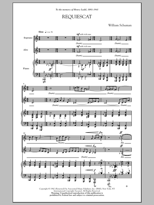 Dale Warland Requiescat sheet music notes and chords arranged for SSA Choir