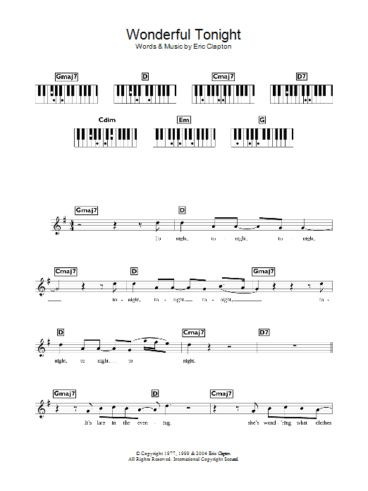 Damage Wonderful Tonight sheet music notes and chords arranged for Lead Sheet / Fake Book