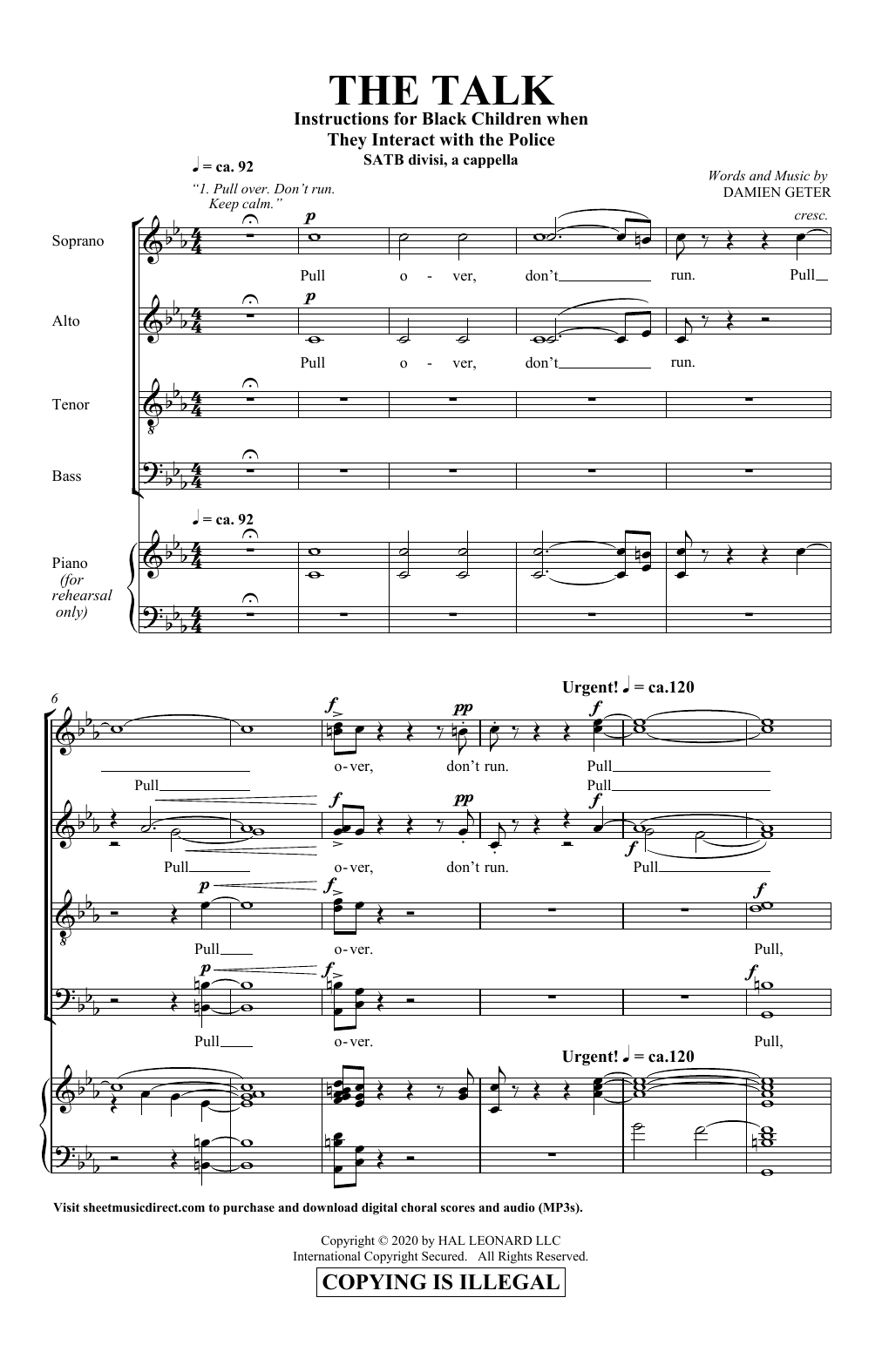 Damien Geter The Talk sheet music notes and chords arranged for SATB divisi Choir