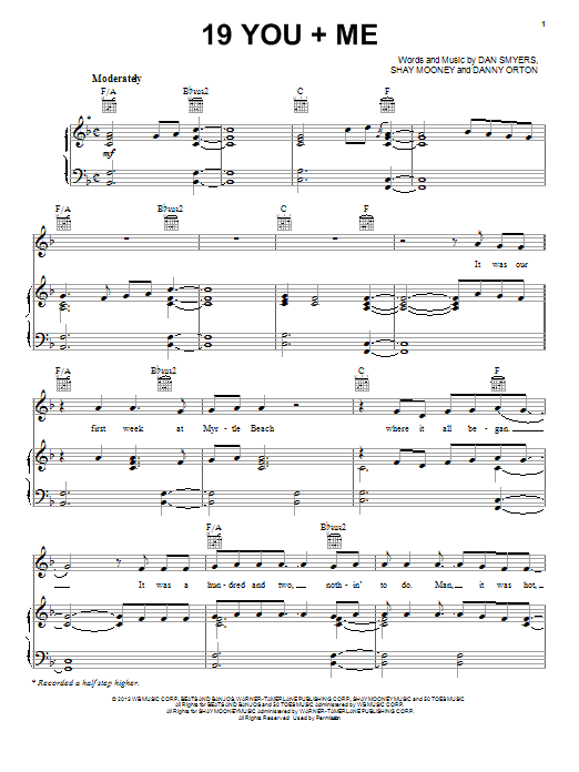 Dan + Shay 19 You + Me sheet music notes and chords arranged for Piano, Vocal & Guitar Chords (Right-Hand Melody)