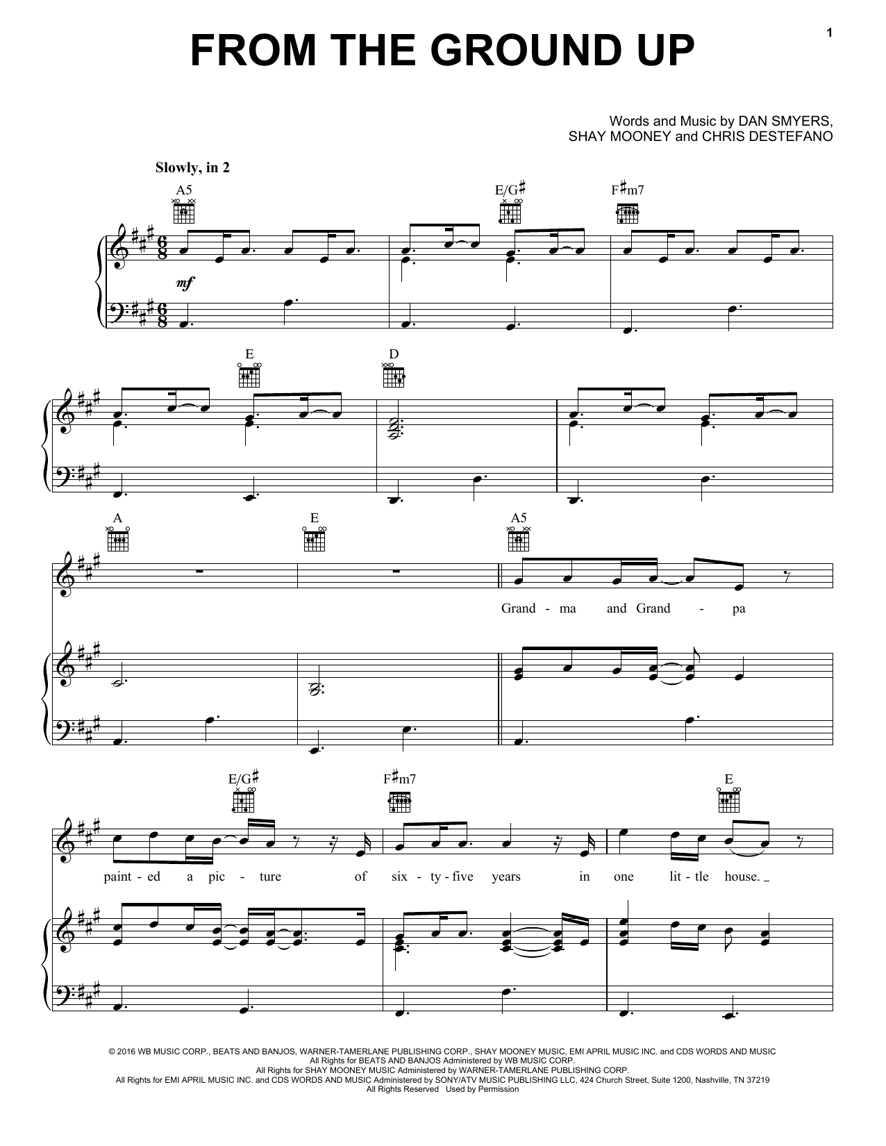 Dan + Shay From The Ground Up sheet music notes and chords arranged for Piano, Vocal & Guitar Chords (Right-Hand Melody)