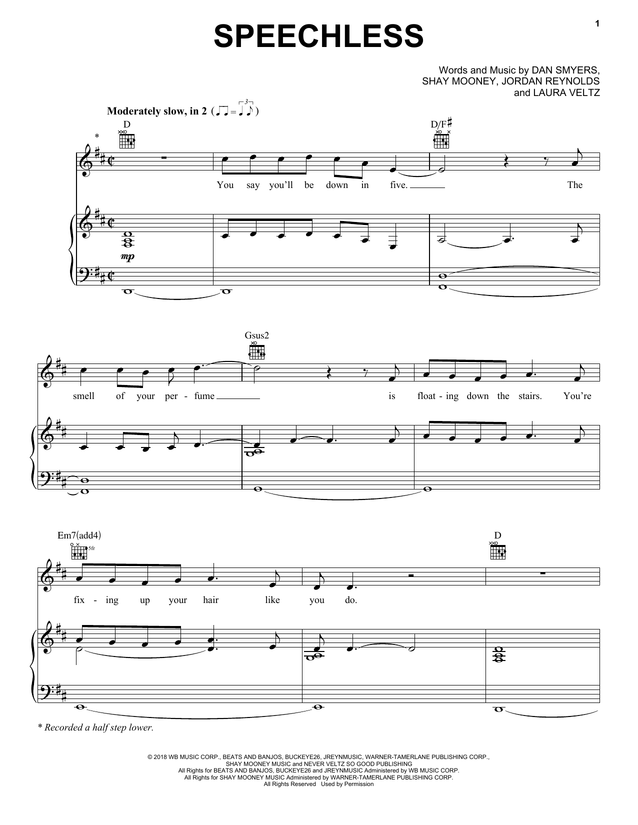 Dan + Shay Speechless sheet music notes and chords arranged for Easy Guitar Tab