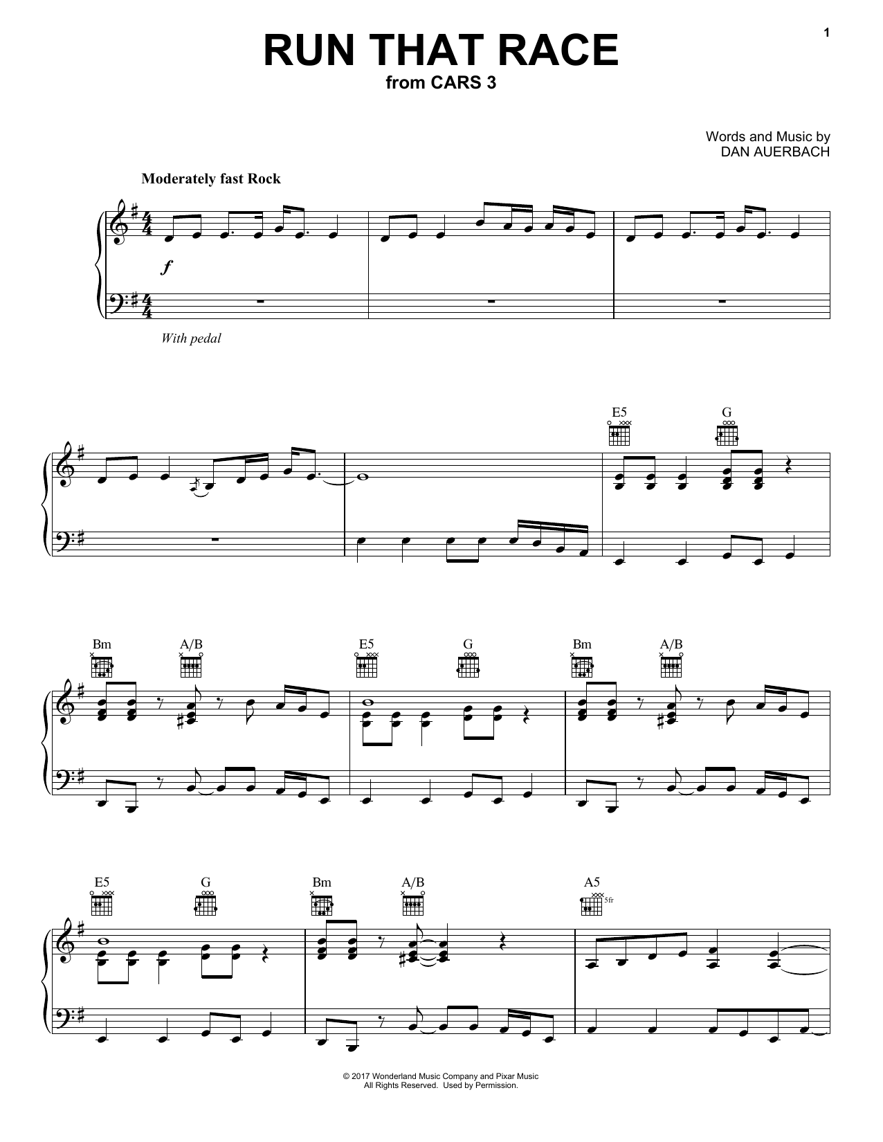 Dan Auerbach Run That Race sheet music notes and chords arranged for Piano, Vocal & Guitar Chords (Right-Hand Melody)