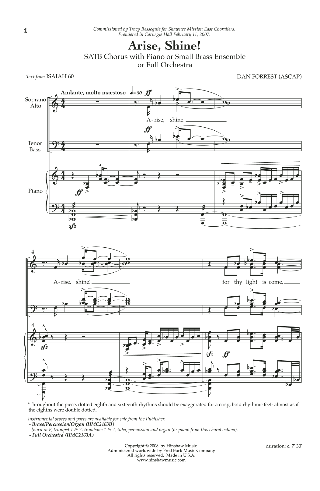Dan Forrest Arise, Shine sheet music notes and chords arranged for SATB Choir