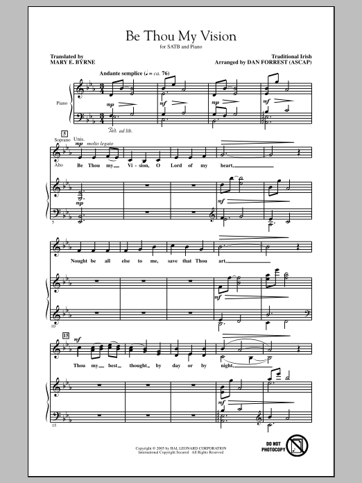 Dan Forrest Be Thou My Vision sheet music notes and chords arranged for SATB Choir