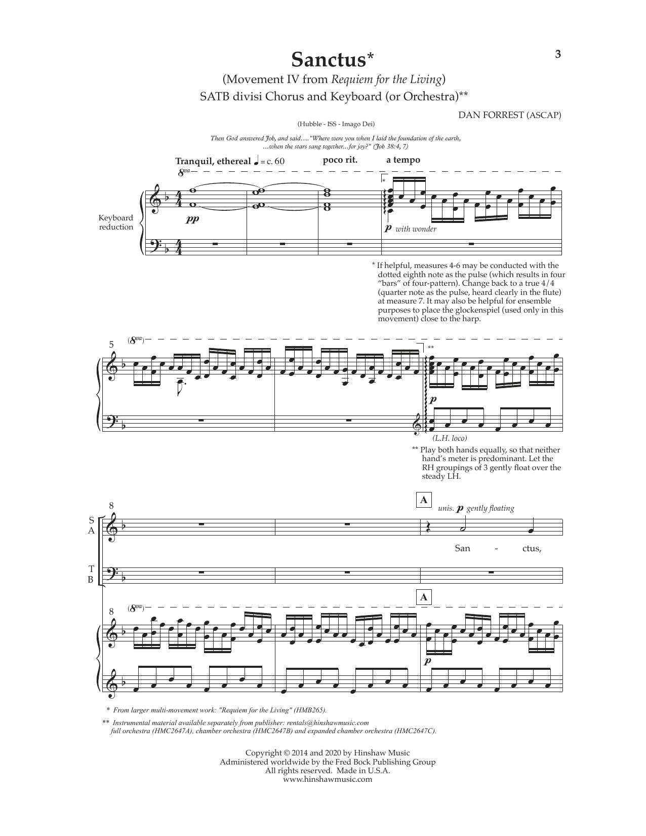 Dan Forrest Sanctus (from Requiem For The Living) sheet music notes and chords arranged for SATB Choir