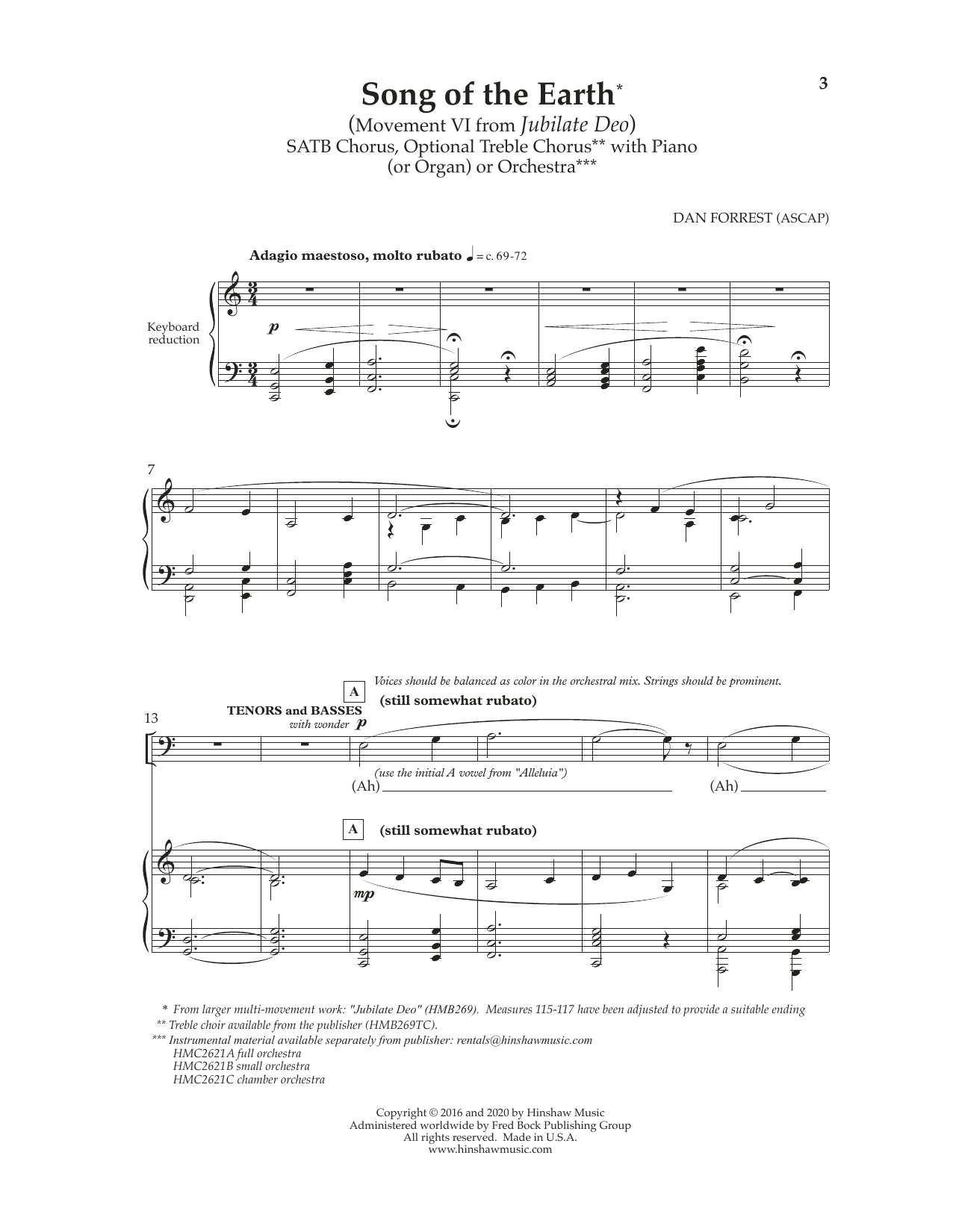 Dan Forrest Song Of The Earth (Movement VI) (from Jubilate Deo) sheet music notes and chords arranged for SATB Choir