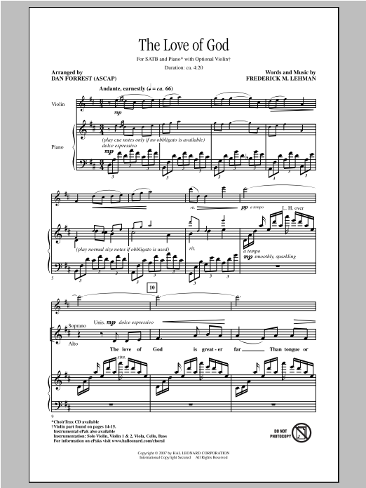 Dan Forrest The Love Of God sheet music notes and chords arranged for SATB Choir