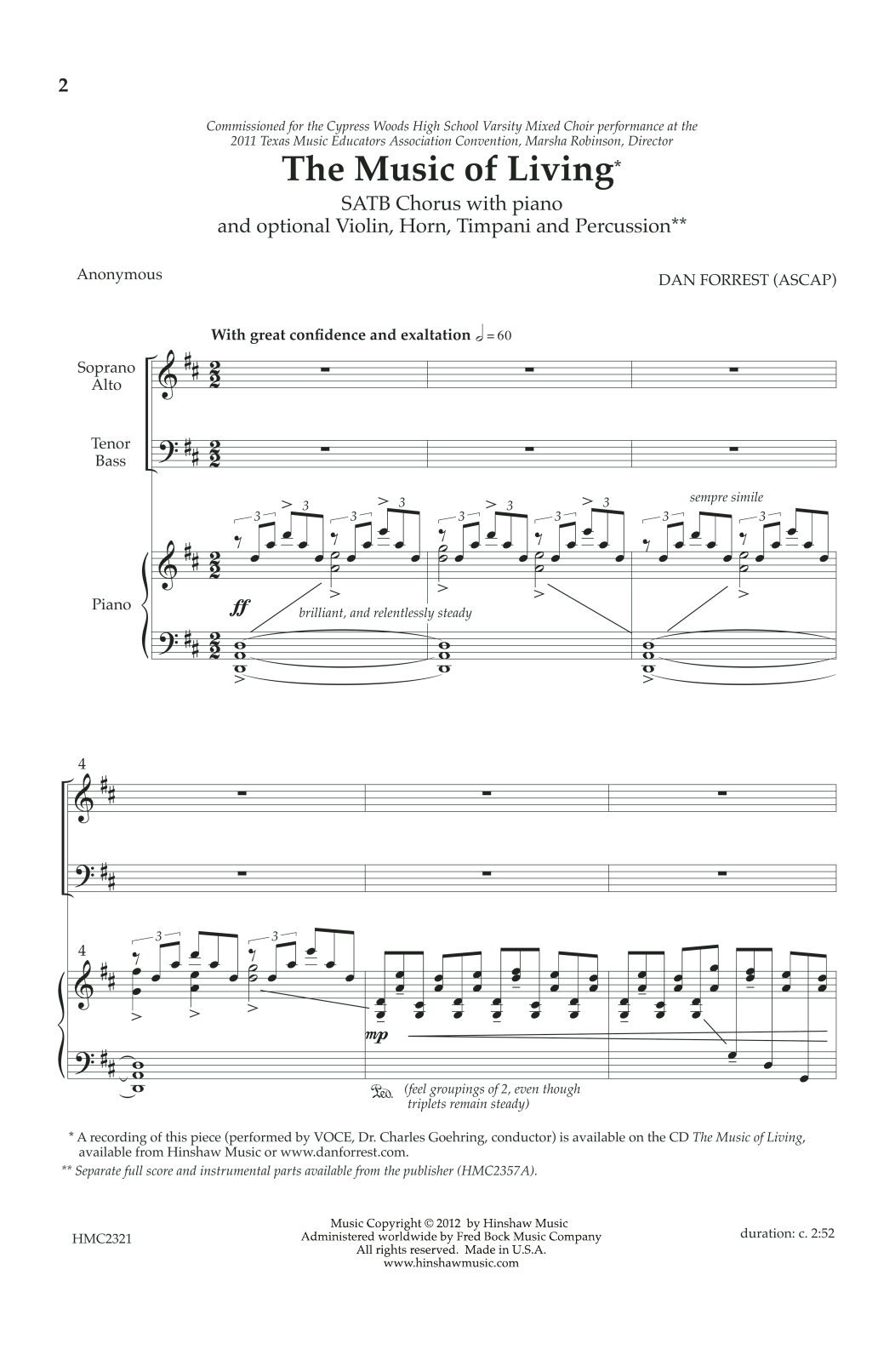 Dan Forrest The Music Of Living sheet music notes and chords arranged for SATB Choir